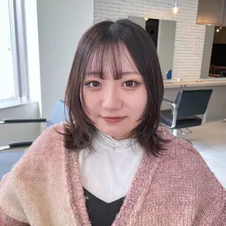 ミディアム miyu♡̷̷ 韓国ヘア/顔まわりのヘアスタイル