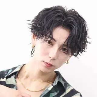 ショート カラー パーマ メンズ 🔥メンズ極🔥韓国 シャドウ/波巻き柿崎のヘアスタイル