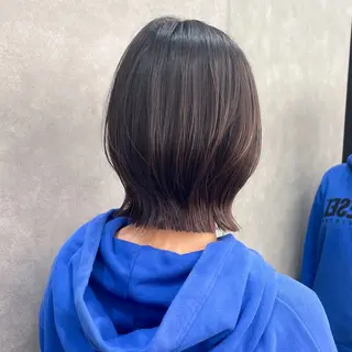 ミディアム カラー 縮毛矯正/ストンボブ Wカラー💎ヒデジのヘアスタイル