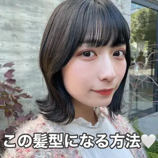 ミディアム カラー 顔周りカット 【オノザワリョウ】のヘアスタイル