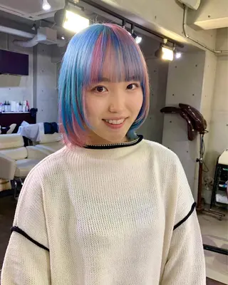 セミロング カラー 中性ウルフカット ケアブリーチ/ケイトのヘアスタイル