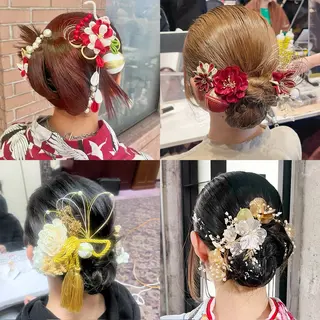 セミロング ヘアアレンジ ピンク系カラー💗 ヘアセット特化のヘアスタイル