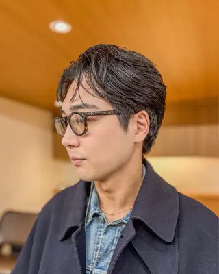 ショート パーマ メンズ センターパート職人 柏/メンズ/ ハルキのヘアスタイル