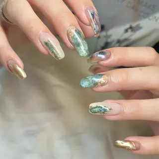 セミロング カラー パーマ ヘアアレンジ メンズ キッズ ネイル マツエク・マツパ アイブロウ el. by Aoのネイルデザイン
