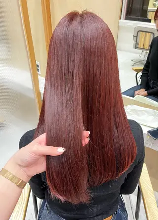 セミロング カラー ヘアアレンジ 暖色韓国ヘア🩷 Yuukaのヘアスタイル