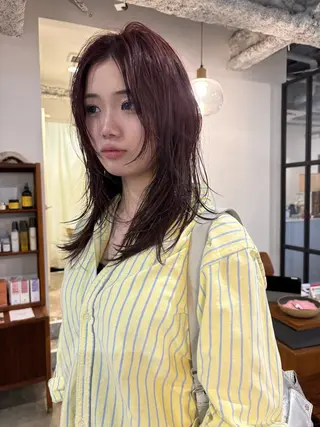 セミロング カラー yu maのヘアスタイル