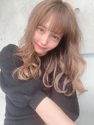 セミロング 透明感♡グレージュ ♡ミルクティー♡のヘアスタイル