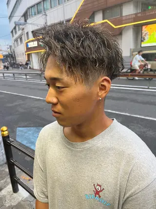 ショート カラー パーマ メンズ AVANCE.難波 店長 松元のヘアスタイル