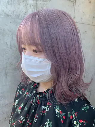 ミディアム カラー ミルクティーベージュ ブリーチ 店長 清水のヘアスタイル