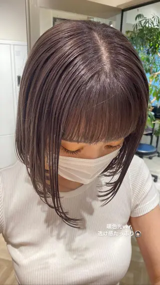 ミディアム 🐩透明感ミルクティ ーピンクニイナ🐩のヘアスタイル
