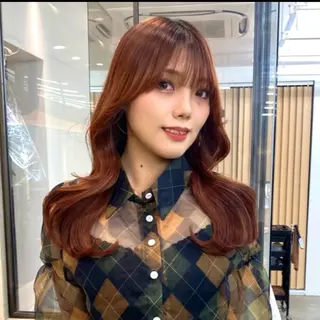 ロング カラー 髪質改善縮毛矯正 ボブレイヤーRINAのヘアスタイル