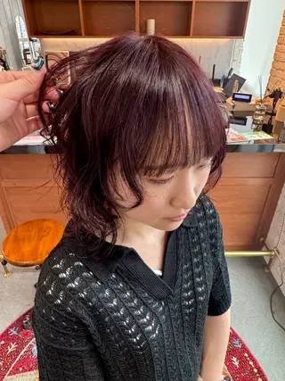 ミディアム カラー パーマ 透け感カラー/ momo🦕🌱のヘアスタイル