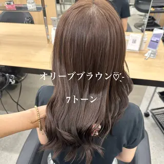 セミロング カラー NAMI🤎ブラウン &ミルクティー🤍のヘアスタイル