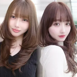 セミロング レイヤーカット/ きったん/ハイライトのヘアスタイル