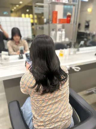 セミロング カラー パーマ ヘアアレンジ 🦋縮毛/韓国レイヤ ー/透明感カラー🦋のヘアスタイル