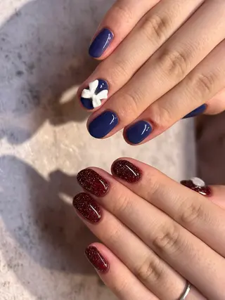 ネイル mellow:ｸﾙﾐ ﹡˖˟༝🎀˖˟ ༝のネイルデザイン