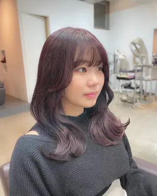 セミロング カラー 【表参道】Ruri デジタルパーマのヘアスタイル