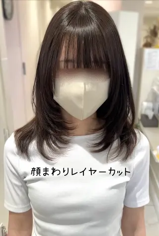 セミロング 韓国レイヤー🇰🇷 /縮毛矯正/高島奈緒のヘアスタイル