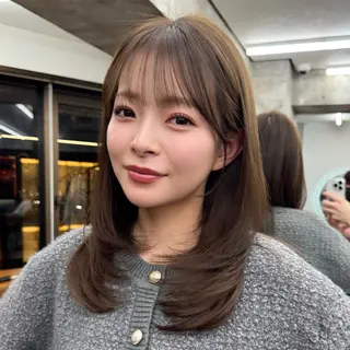 ミディアム カラー 顔周り✂️透明感 レイヤー/みっきーのヘアスタイル