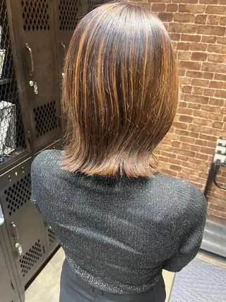 ミディアム カラー パーマ ヘアアレンジ メンズ キッズ ネイル マツエク・マツパ アイブロウ 久木原 ゆりのヘアスタイル