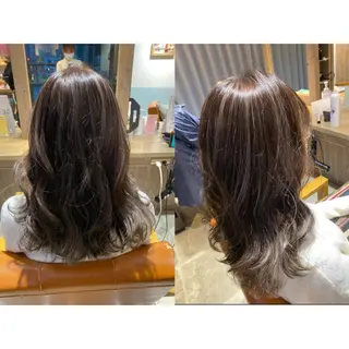 カラー 🩵盛れる顔周り/ 艶カラーemi🩵のヘアスタイル