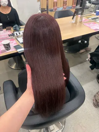 ロング カラー 💗愛され暖色💗 ピンク/レッド💗のヘアスタイル