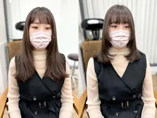 ミディアム カラー パーマ ヘアアレンジ メンズ キッズ ネイル マツエク・マツパ アイブロウ 似合せレイヤー／ 柔らか透明感カラーのヘアスタイル