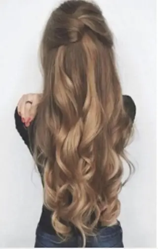 ロング カラー パーマ ヘアアレンジ 大阪レミーエクステ チビ編み込みのヘアスタイル