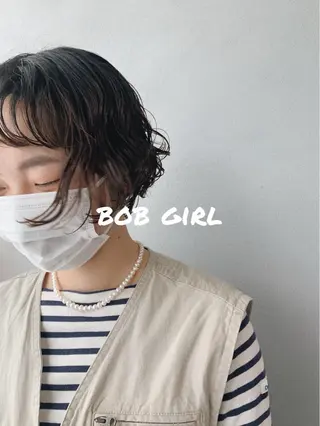 ショート パーマ ボブパーマコテ巻き風 パーマNo1深江秀平のヘアスタイル