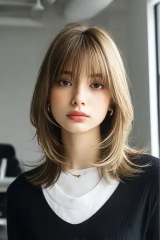 セミロング カラー 韓国×艶ハイトーンが かわいい✨️リオ🍒のヘアスタイル