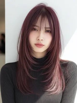 ロング 絶対綺麗な暖色カラー 🎯あります✨増渕✨のヘアスタイル