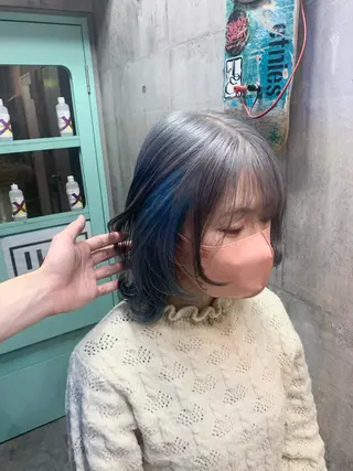 ミディアム カラー ハイトーン/メンズ/ ウルフ特化 小松のヘアスタイル