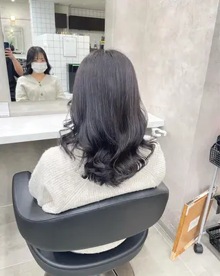 ミディアム カラー パーマ ヘアアレンジ メンズ キッズ ネイル マツエク・マツパ アイブロウ 🦋縮毛/韓国レイヤ ー/透明感カラー🦋のヘアスタイル
