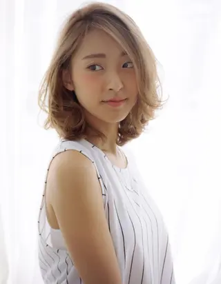 ミディアム カラー パーマ 髪質改善/韓国風 レイヤー/田村祐樹のヘアスタイル