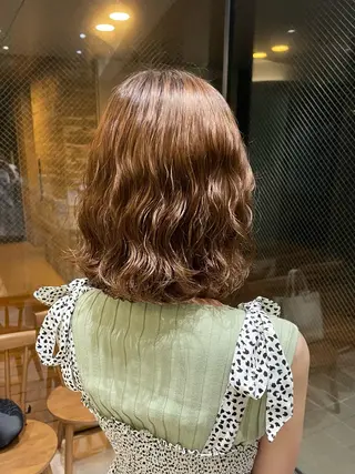 ミディアム パーマ 韓国風パーマ🌿コテ 巻き風パーマ/るいのヘアスタイル