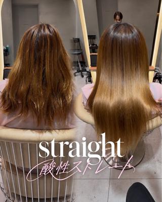 ミディアム REIYA 縮毛矯正 透明感カラーのヘアスタイル