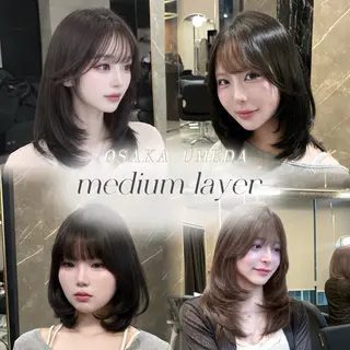 セミロング 韓国レイヤー×艶 カラー/coco🩰のヘアスタイル