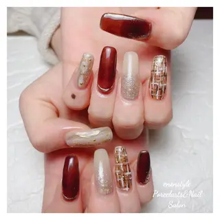 ミディアム ネイル 🐾enen style 🐾のネイルデザイン