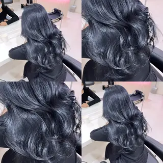 ロング 縮毛矯正× ブルーブラック/池袋のヘアスタイル