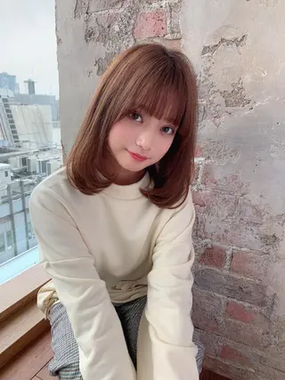 ミディアム カラー 銀座✨レイヤーカット 顔まわり/坂本亜裟海のヘアスタイル