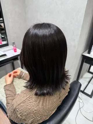 ミディアム 艶ブラウン/赤み消し /盛れる顔周りのヘアスタイル