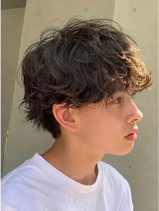 パーマ メンズ 曲がる縮毛矯正/メン ズカット髪質改善のヘアスタイル