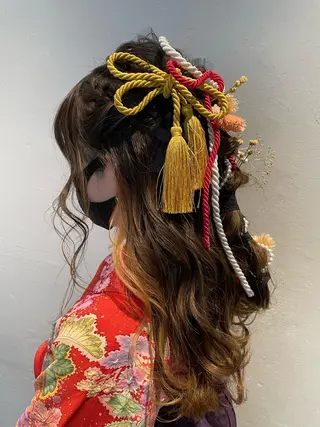 ロング カラー パーマ ヘアアレンジ 高橋 隆一のヘアスタイル