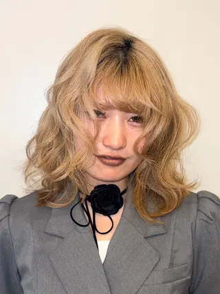 ミディアム カラー ボブ&寒色🎐ᩚ 短髪 COCOROのヘアスタイル