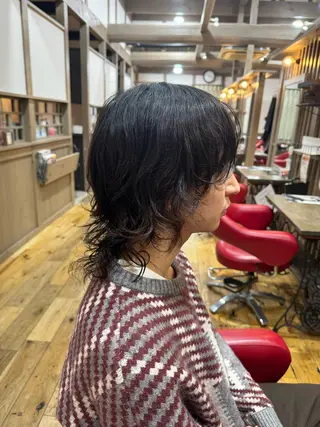 ミディアム パーマ メンズ TJ天気予報5mm 森　瑞希のヘアスタイル