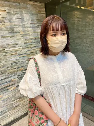 ミディアム デザインカラー/ボブ ブリーチカラー/ユリのヘアスタイル