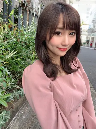 ミディアム カラー パーマ 銀座✨レイヤーカット 顔まわり/坂本亜裟海のヘアスタイル
