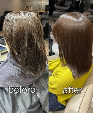 セミロング 縮毛矯正 特化アツシのヘアスタイル