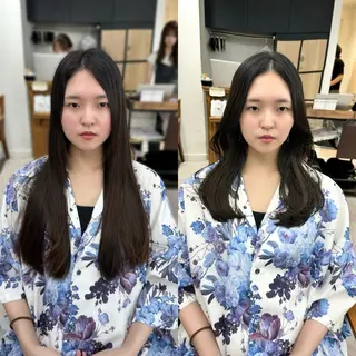 セミロング カラー パーマ ヘアアレンジ メンズ キッズ 似合せレイヤー/ 柔らか透明感カラーのヘアスタイル
