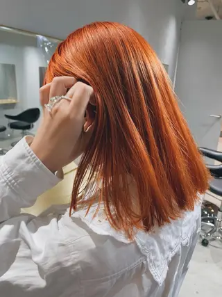 セミロング カラー ヘアアレンジ ボブパーマコテ巻き風 パーマNo1深江秀平のヘアスタイル